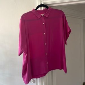 Everlane Silk Square Button Down Shirt - Magenta Pink - Size 10